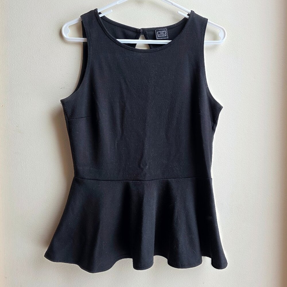 THX Thanks Collection Black Sleeveless Ruffle Blouse Size Small